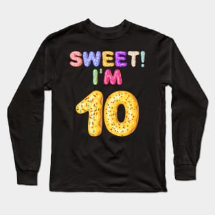 Kids 2009 10th Birthday Sweet I'm 10 Donut Gift Long Sleeve T-Shirt